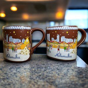 Christkindlmarket German Ich Liebe Milwaukee Winter Heart Shaped Mug set of 2!